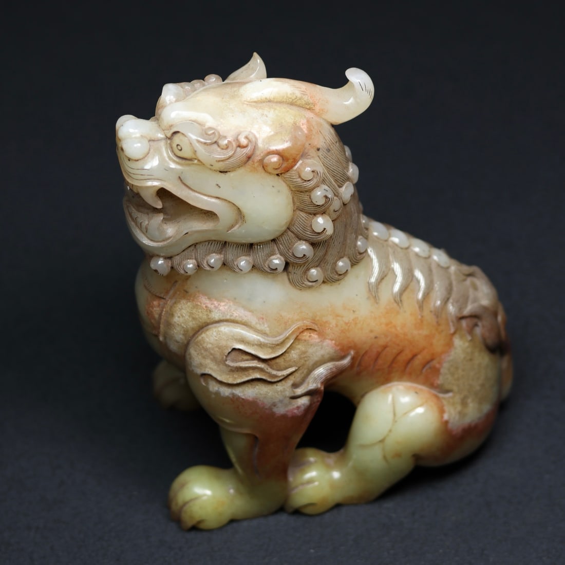 Old Chinese Hetian Jade Lion Statue - 4