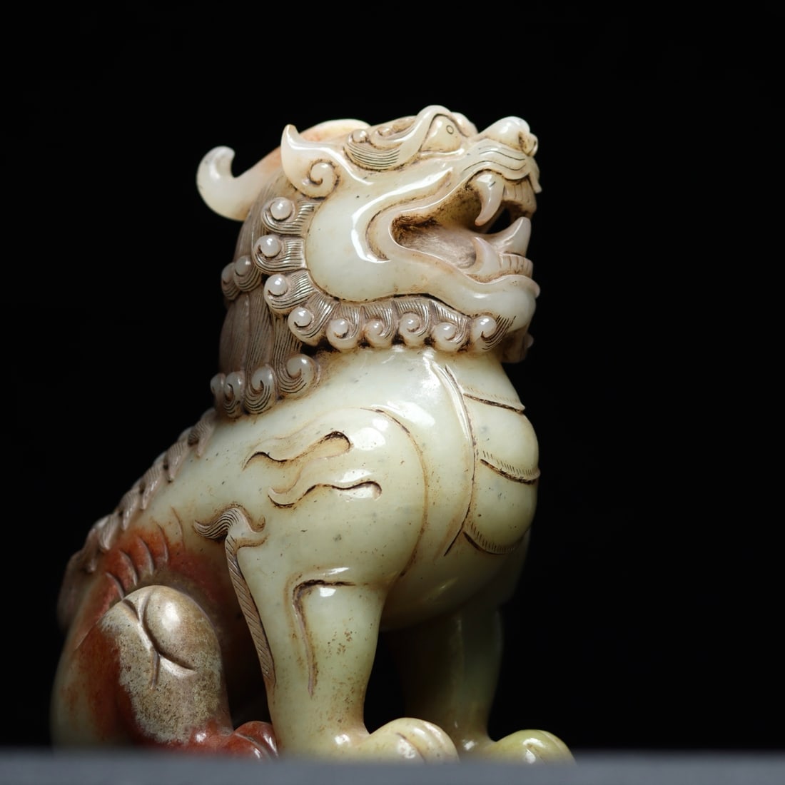 Old Chinese Hetian Jade Lion Statue - 5