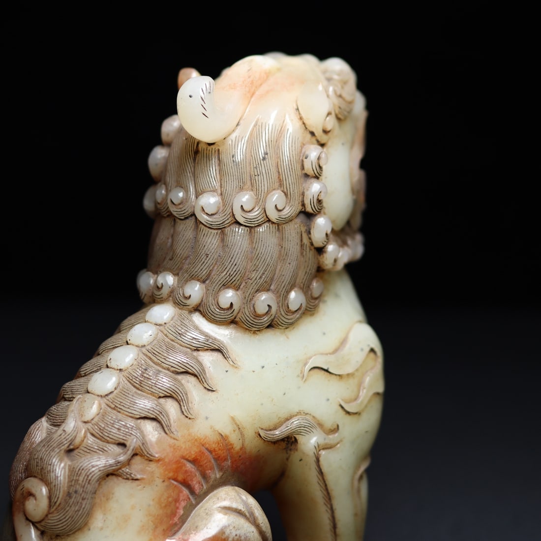 Old Chinese Hetian Jade Lion Statue - 6