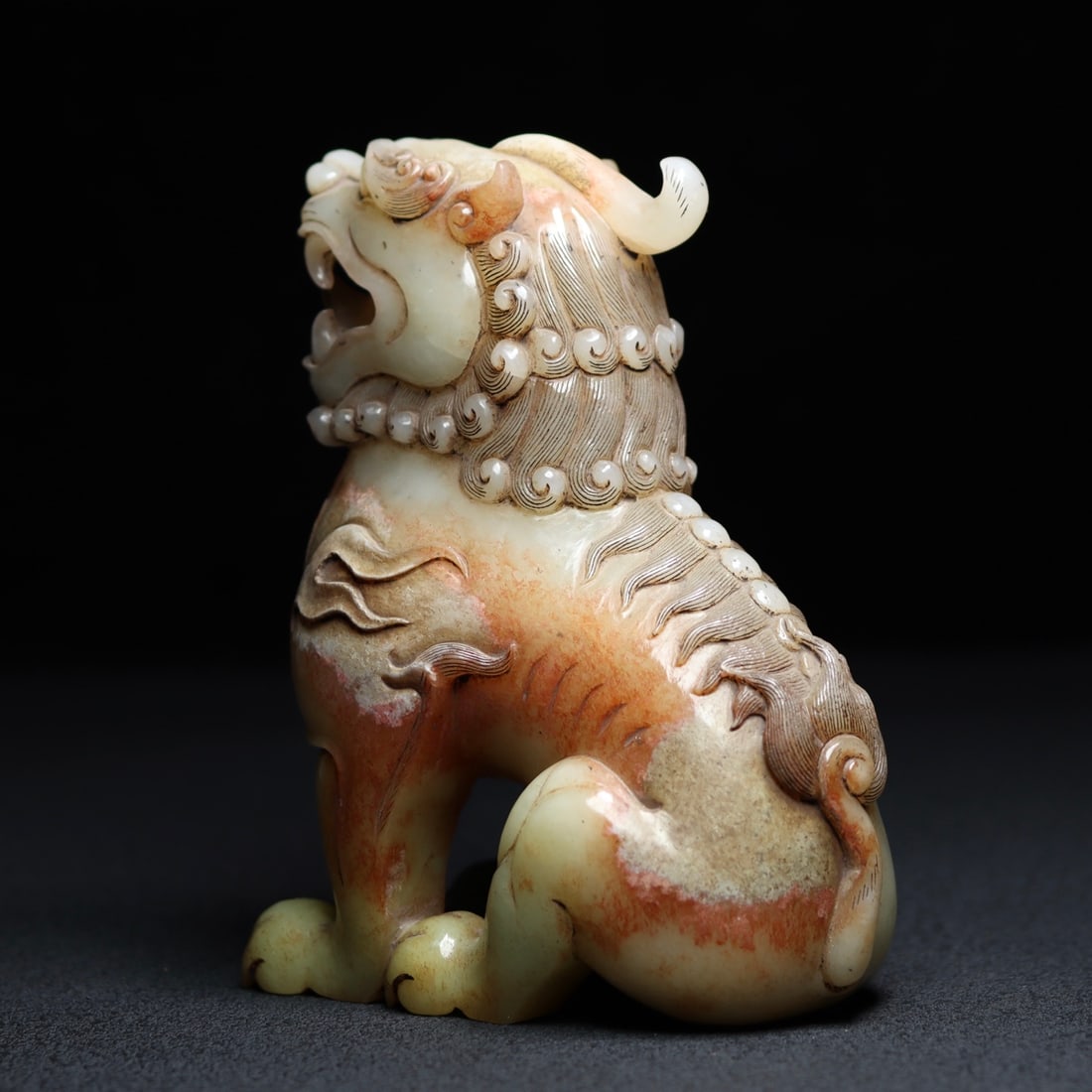 Old Chinese Hetian Jade Lion Statue - 7