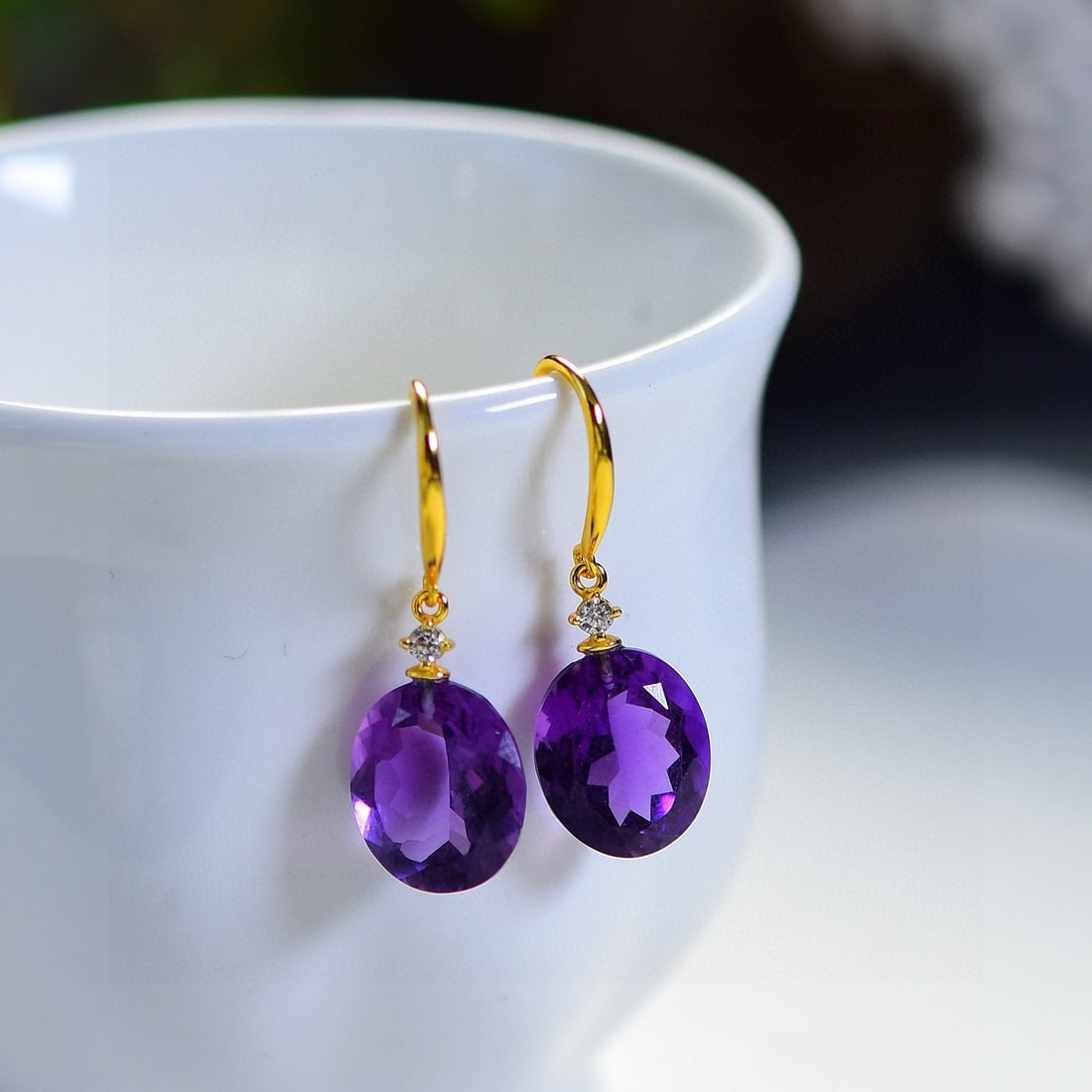 A Pair Amethyst Earrings - 2