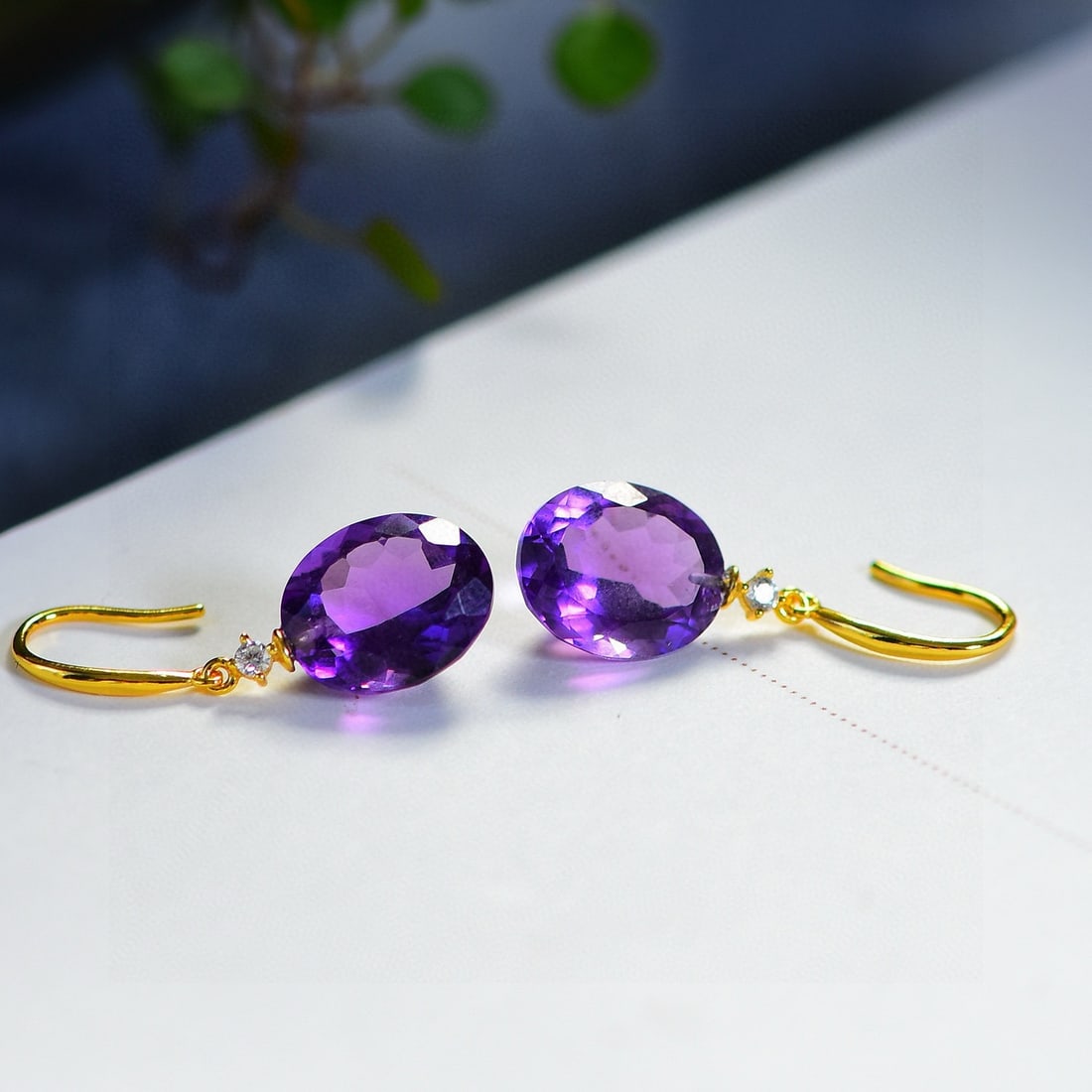 A Pair Amethyst Earrings - 3