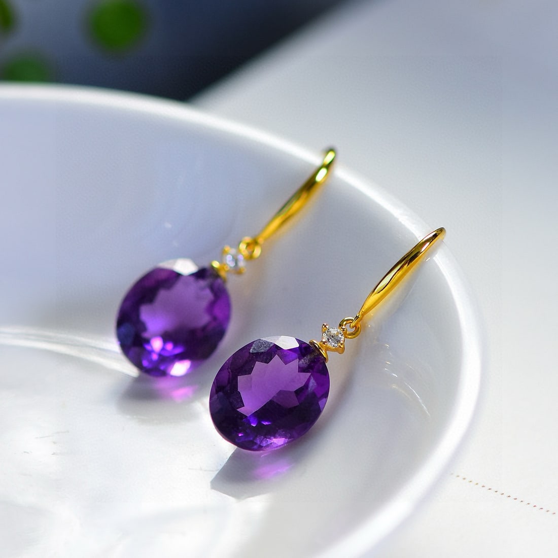 A Pair Amethyst Earrings - 4