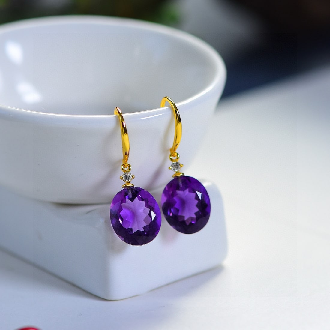 A Pair Amethyst Earrings - 5