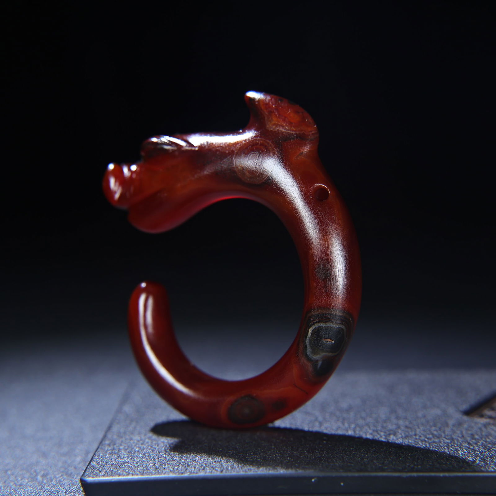 Chinese Red Agate Dragon Pendant - 3