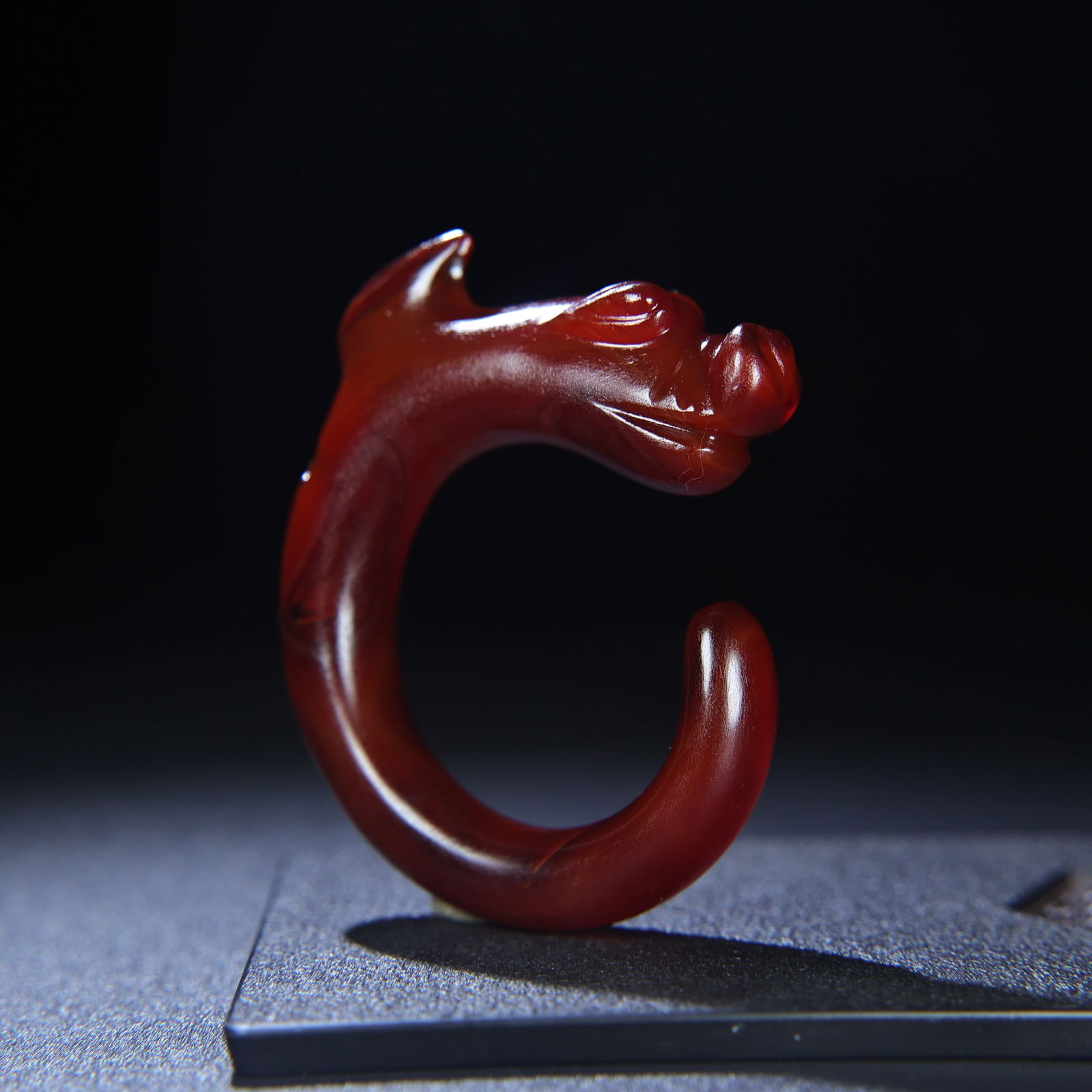 Chinese Red Agate Dragon Pendant - 5