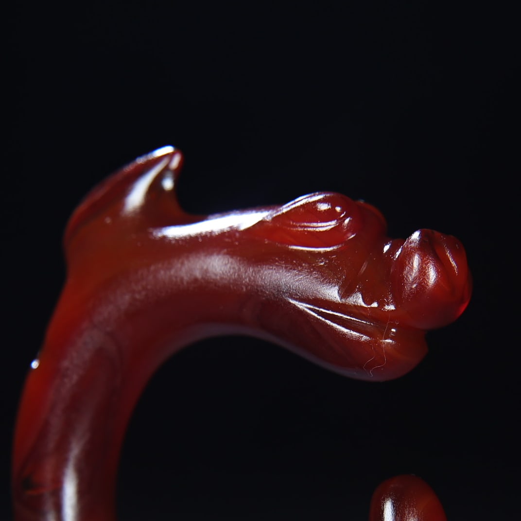 Chinese Red Agate Dragon Pendant - 9