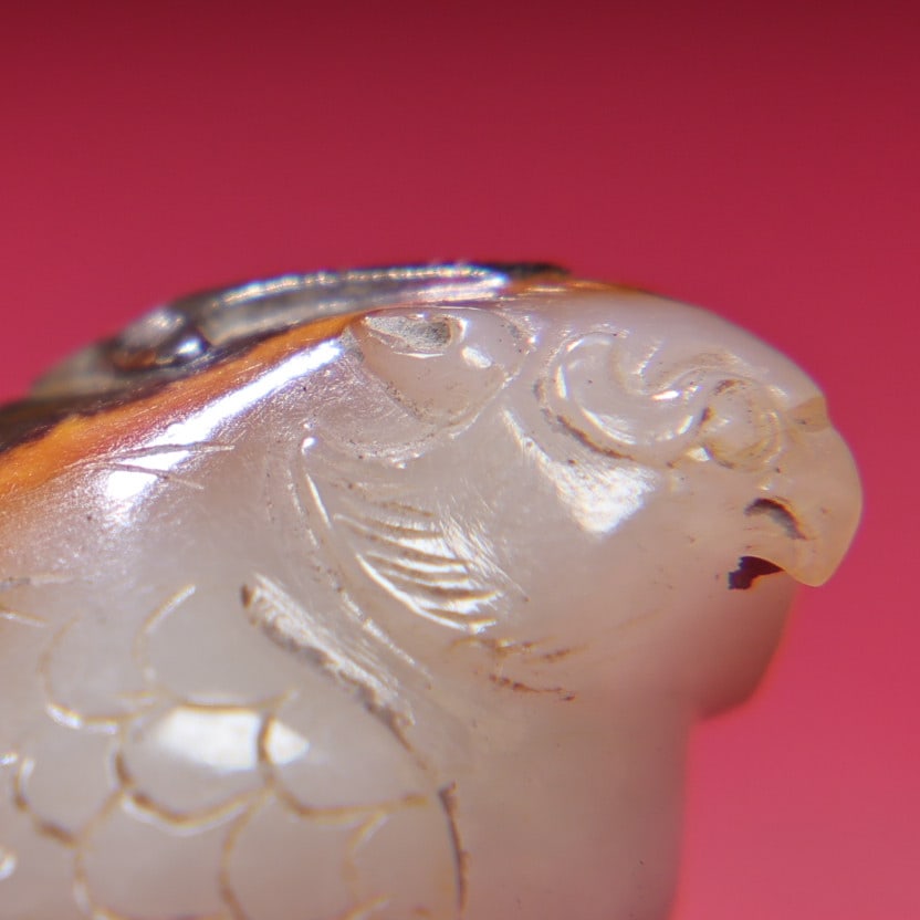 Old Chinese Hetian Jade Bird Pendant - 2