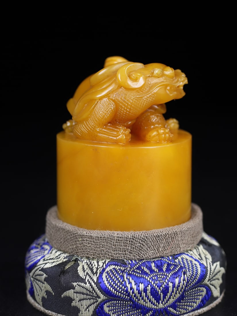 Chinese Shoushan Stone Tianhuang Stone Dragon Turtle Seal Statue - 6