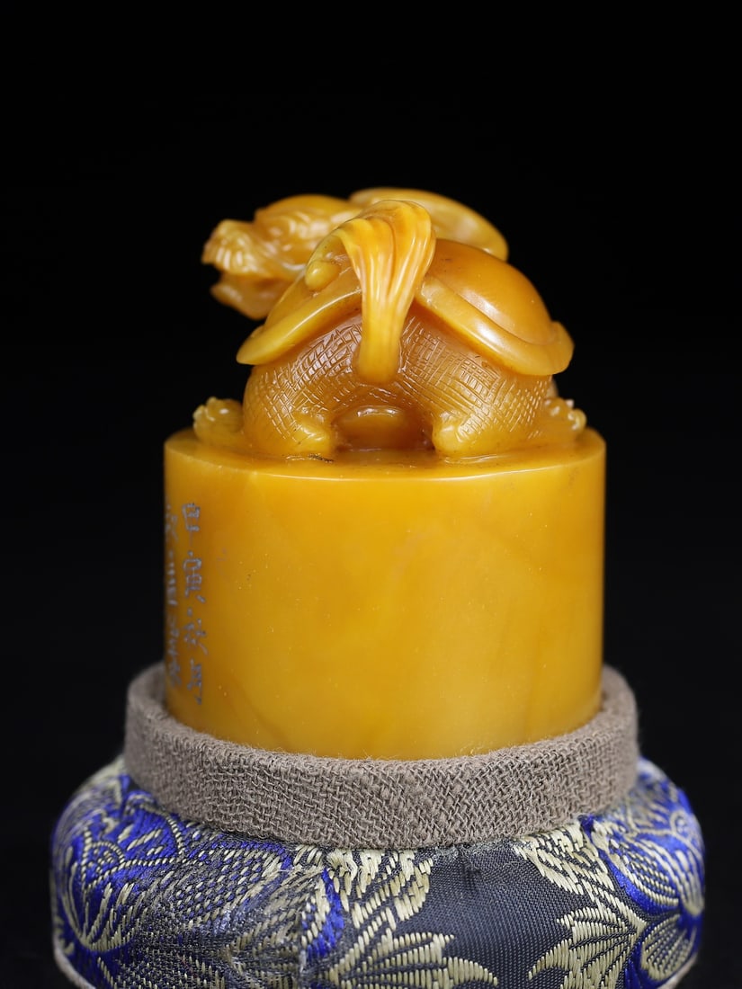 Chinese Shoushan Stone Tianhuang Stone Dragon Turtle Seal Statue - 8