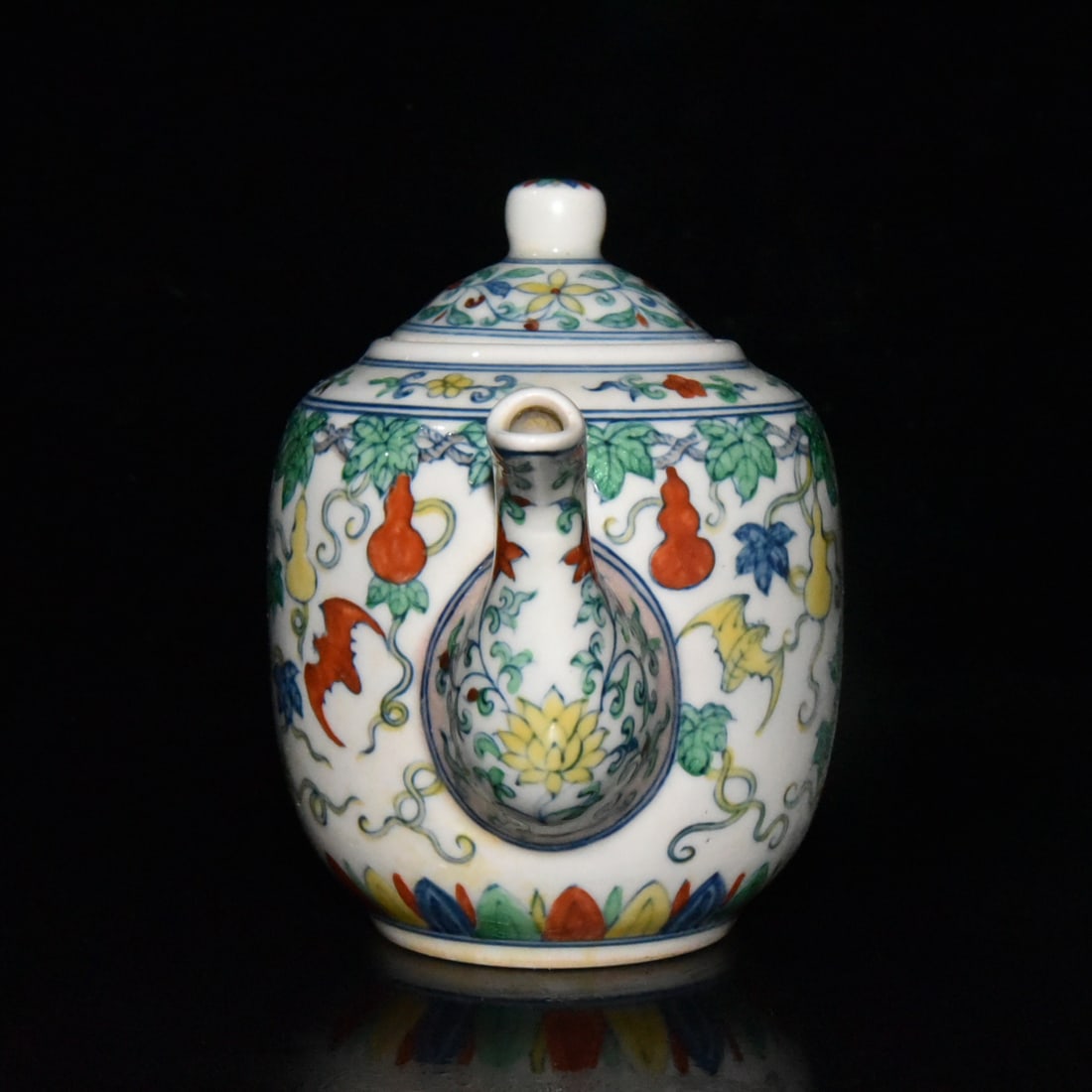 Chinese Doucai Gourd Porcelain Teapot - 2