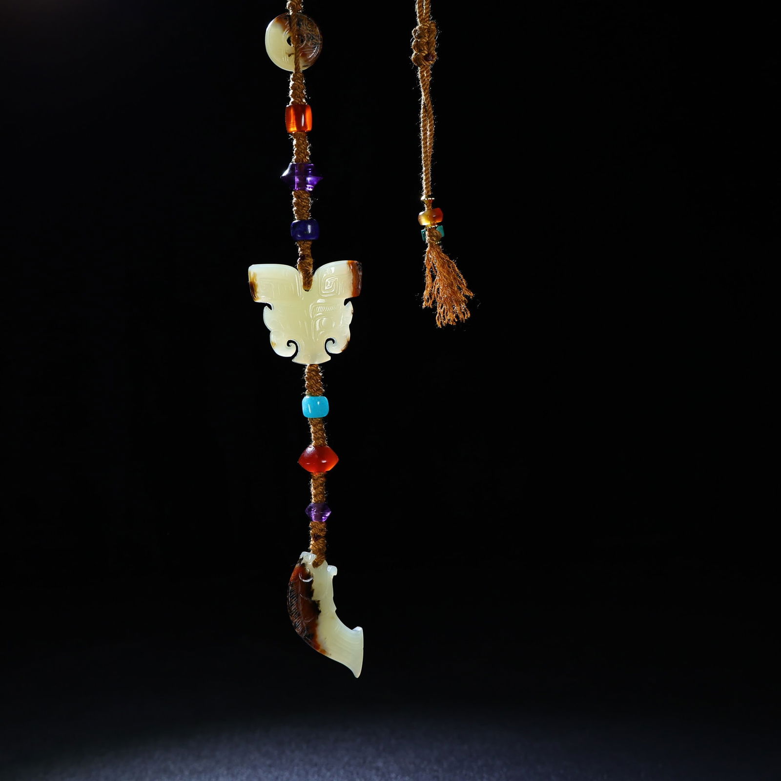 Old Chinese Hetian Jade,lapis lazuli,agate,crystal Pendant - 5