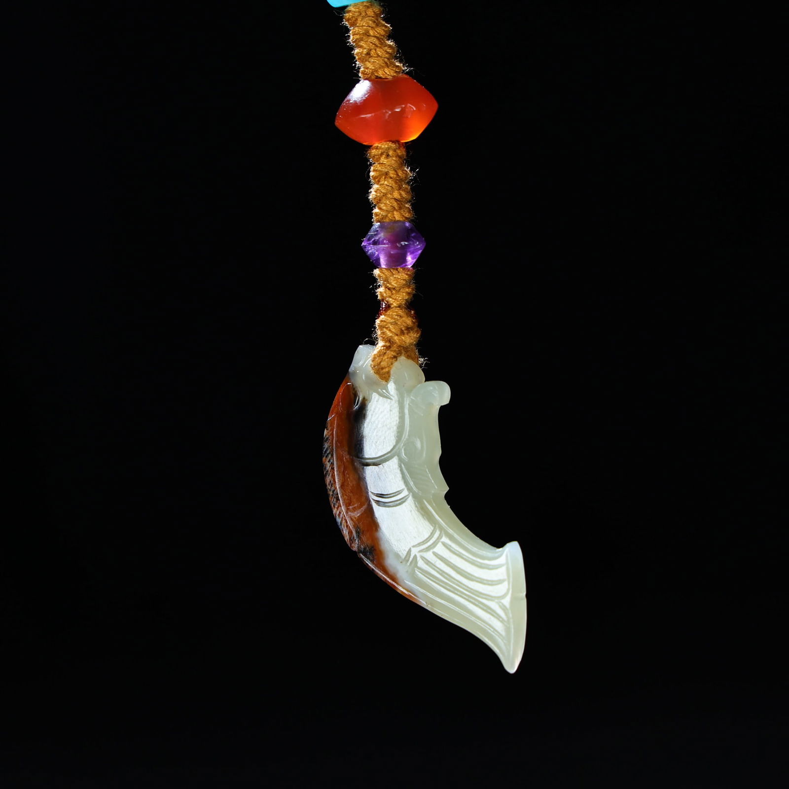 Old Chinese Hetian Jade,lapis lazuli,agate,crystal Pendant - 6