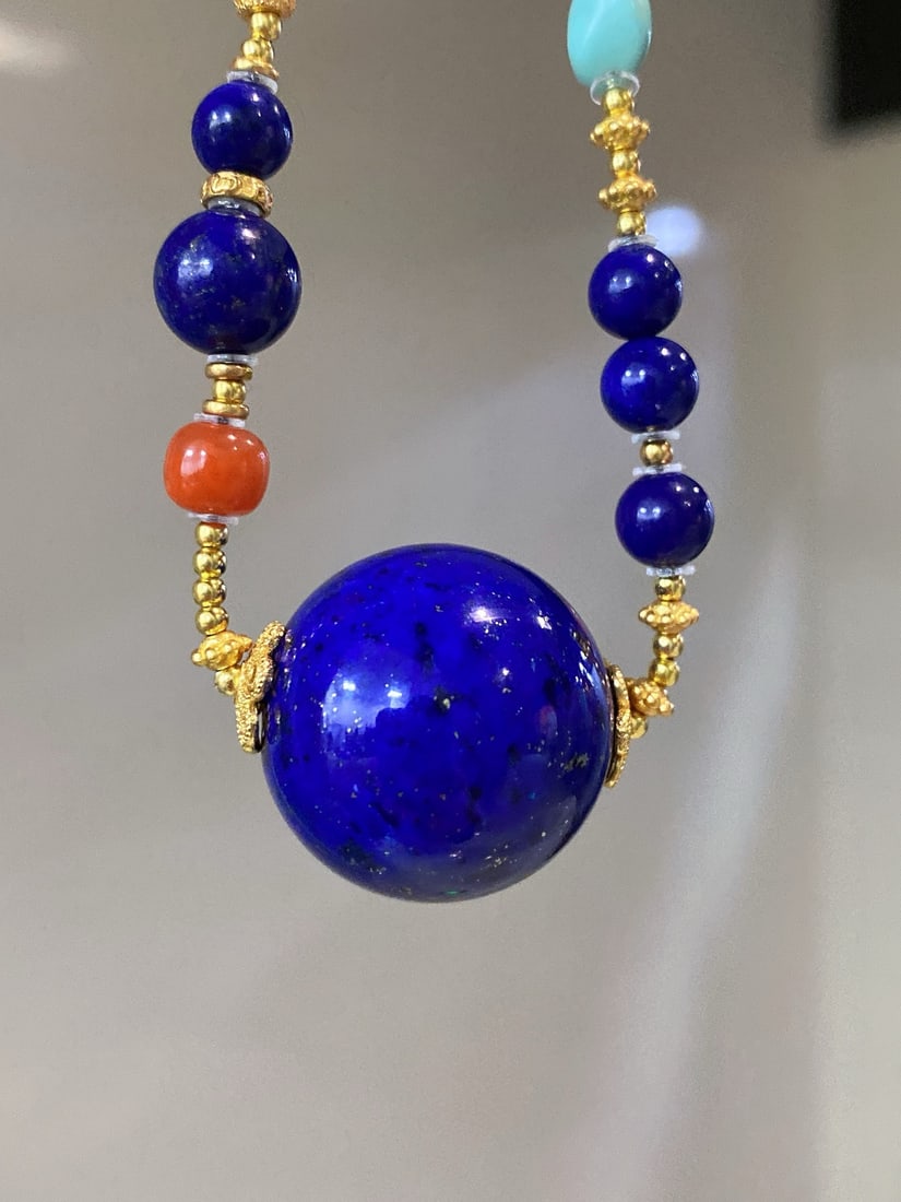 Hand knitting Natural Lapis lazuli Necklace - 5
