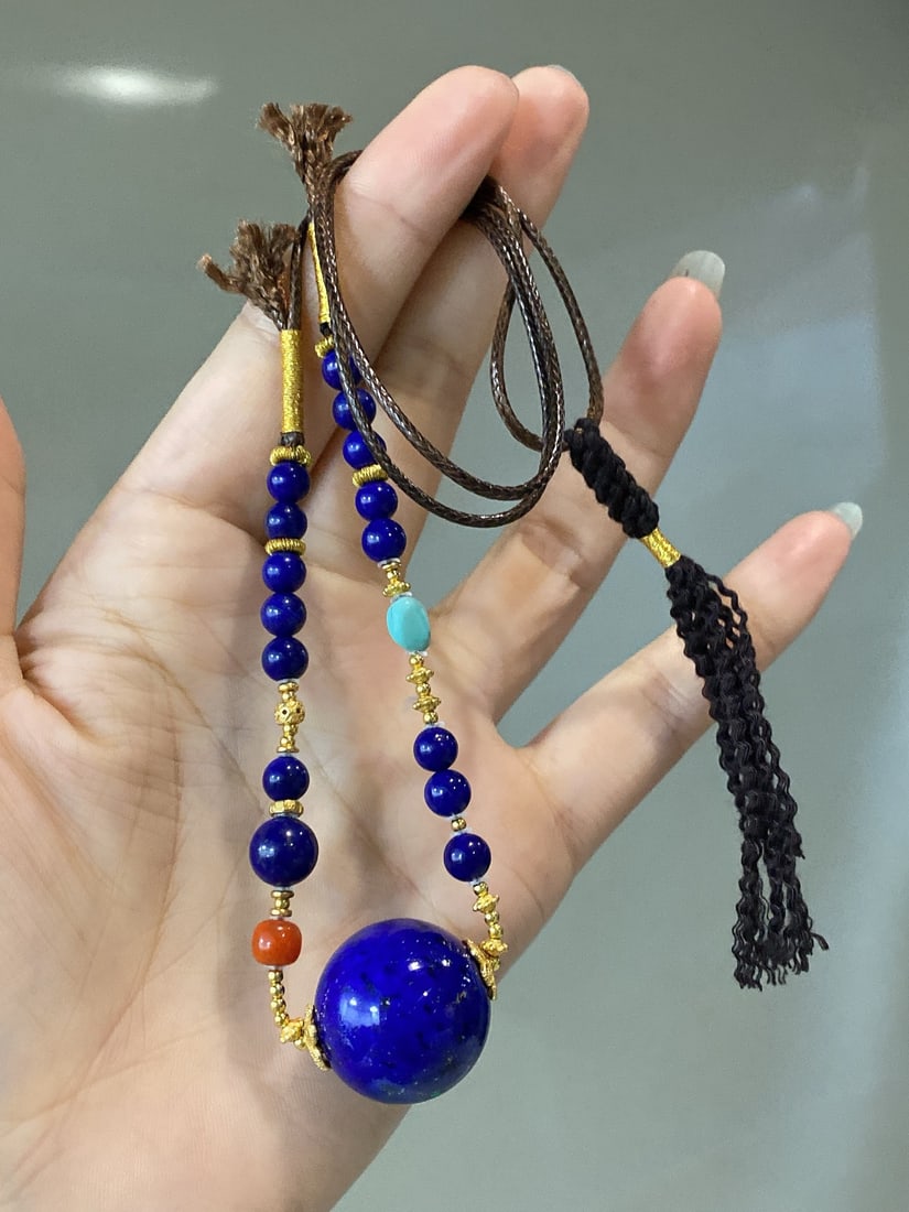 Hand knitting Natural Lapis lazuli Necklace - 6