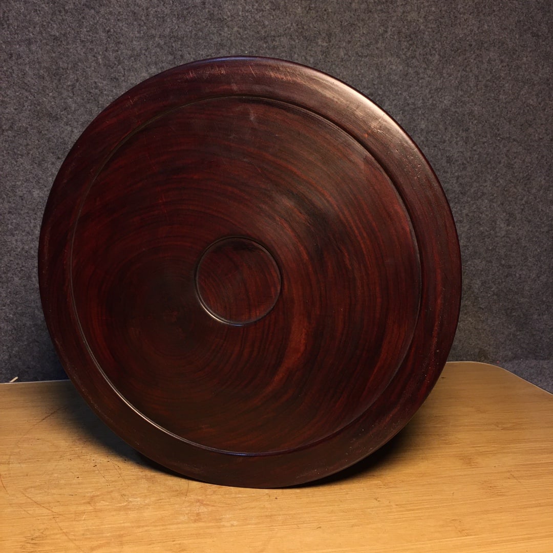 Chinese Huanghuali Wood Low Relief Crane & Deer Design Brush Pot - 9