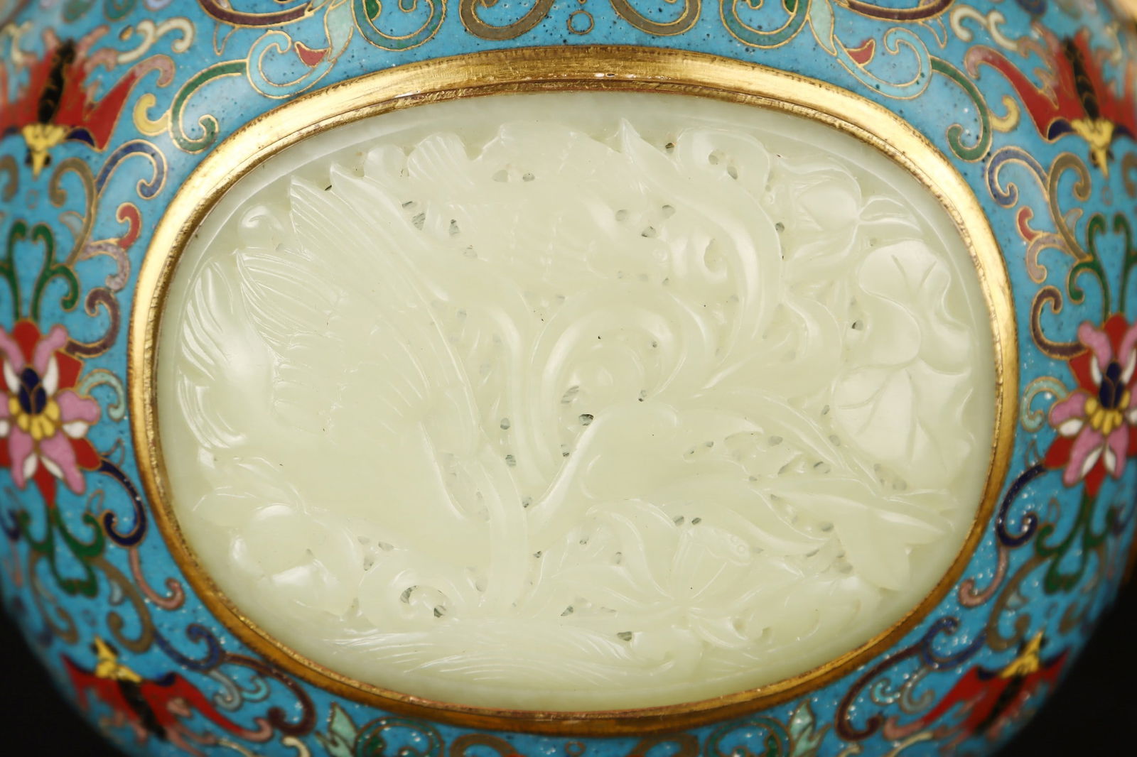 A Pair Superb Old Chinese Copper Cloisonne Inlay Hetian Jade Incense Burner - 7