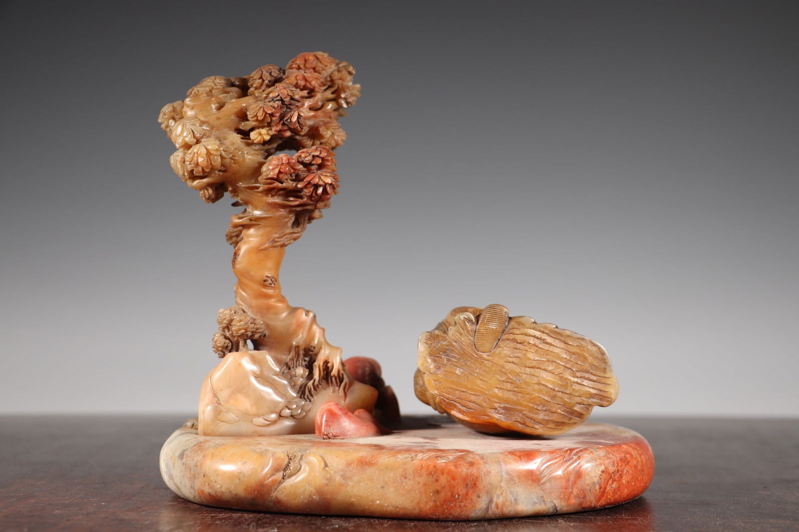 Vintage Chinese Shoushan Stone Carved Arhat Statue w Base - 9