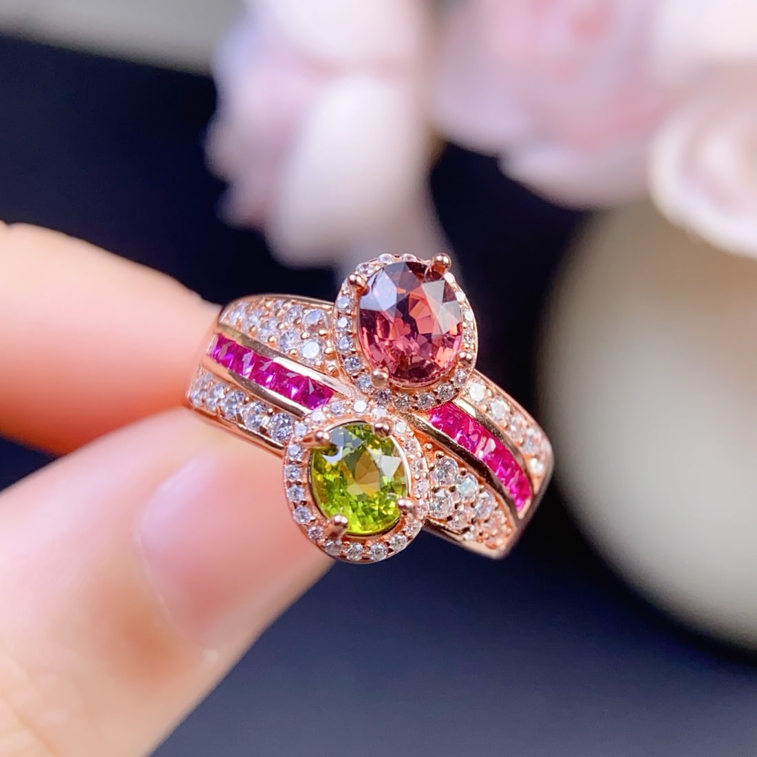 Beautiful 925 Silver Inlay Tourmaline Ring - 3