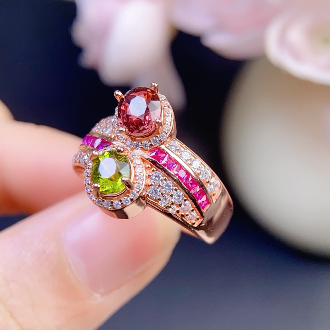 Beautiful 925 Silver Inlay Tourmaline Ring - 5