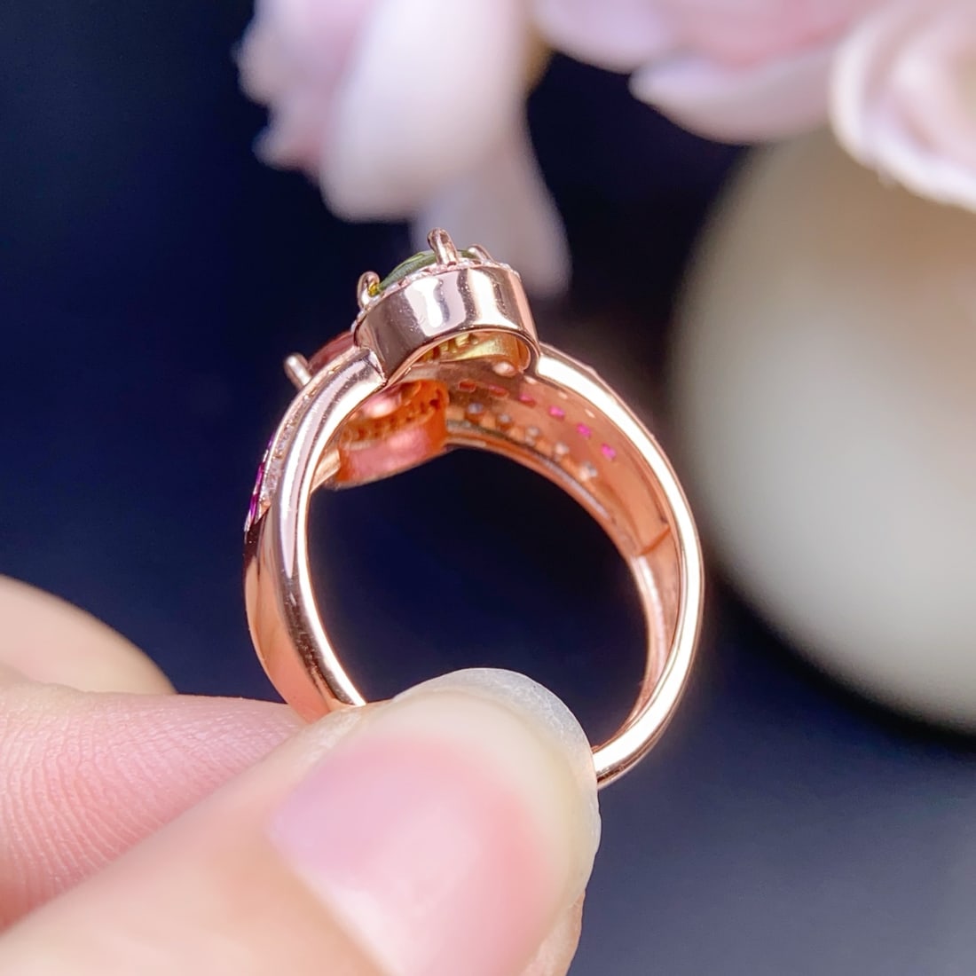 Beautiful 925 Silver Inlay Tourmaline Ring - 6