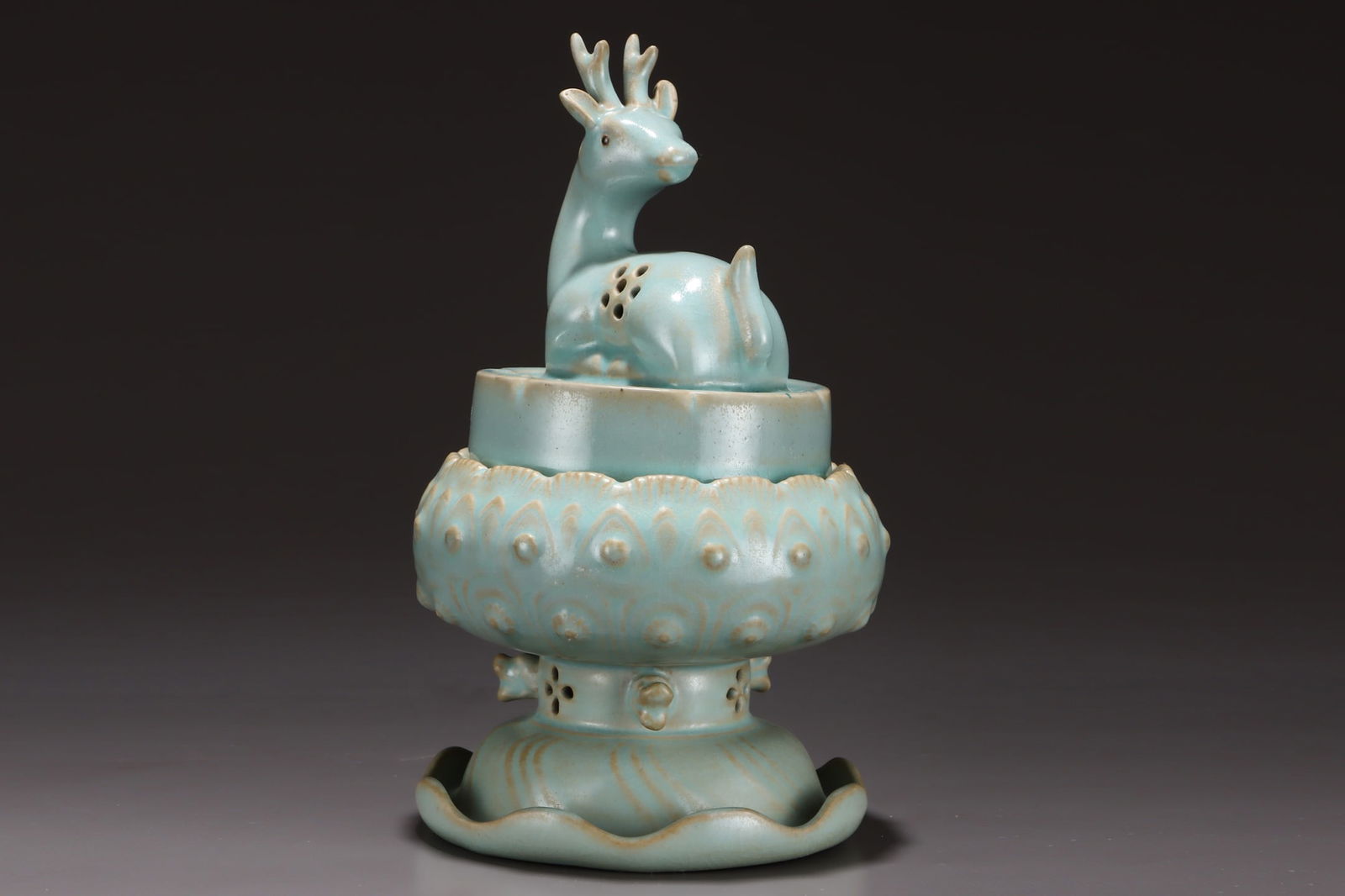 Chinese Ru Kiln Sika Deer Porcelain Incense Burner - 2
