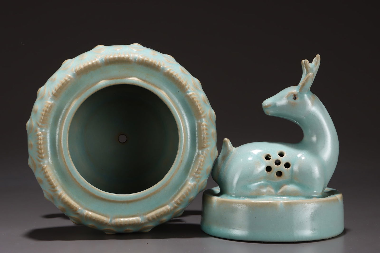 Chinese Ru Kiln Sika Deer Porcelain Incense Burner - 6