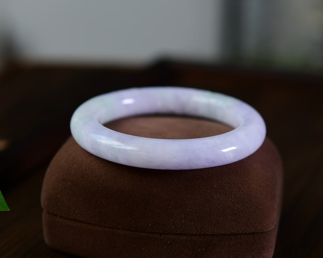 Inside Diameter 56.7mm Exquisite Purple Jadeite Carved Flowers Design Bracelet - 5