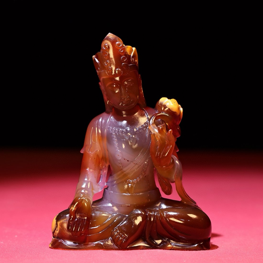 Superb Chinese Agate Carved Buddha Statue (1 of 9)