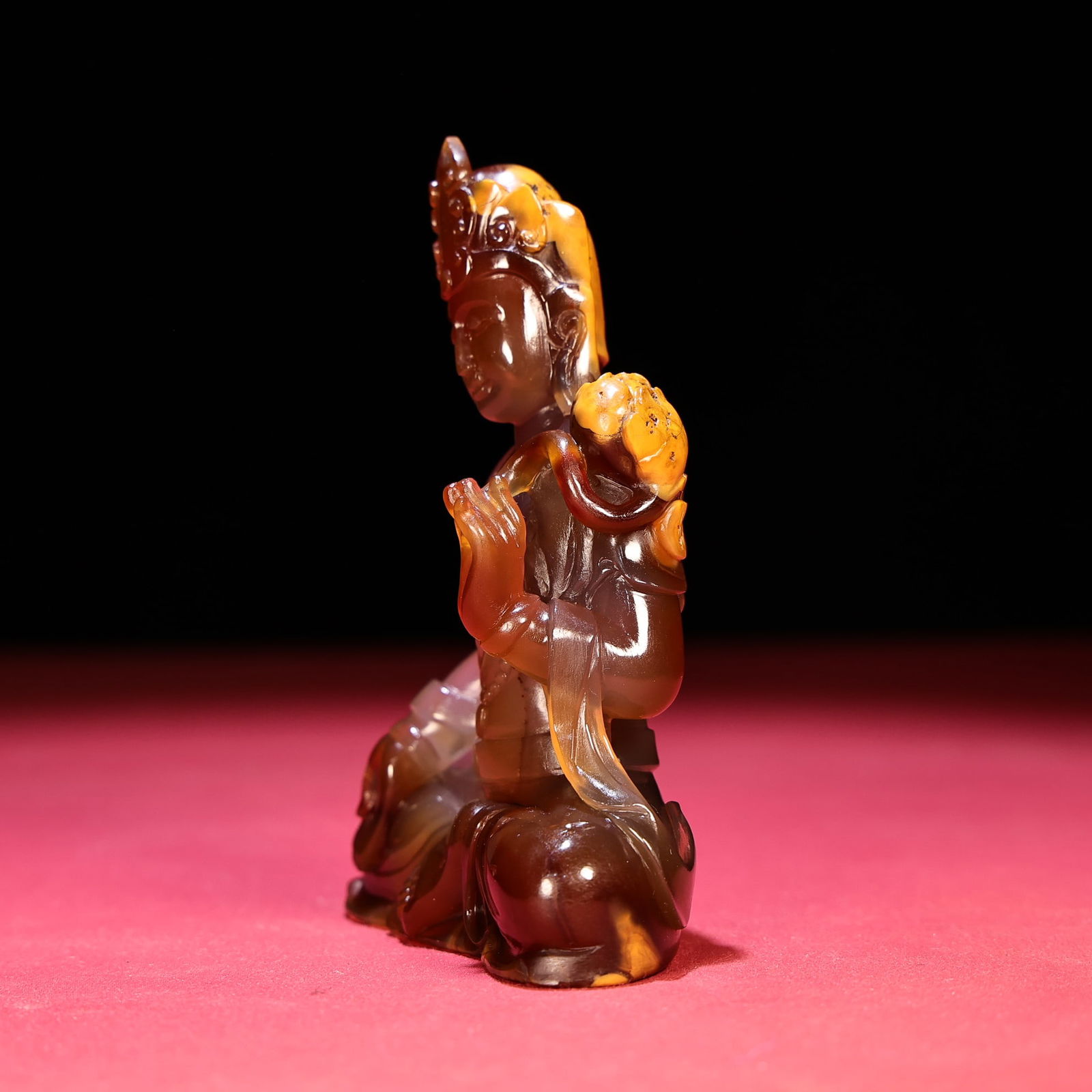 Superb Chinese Agate Carved Buddha Statue - 2
