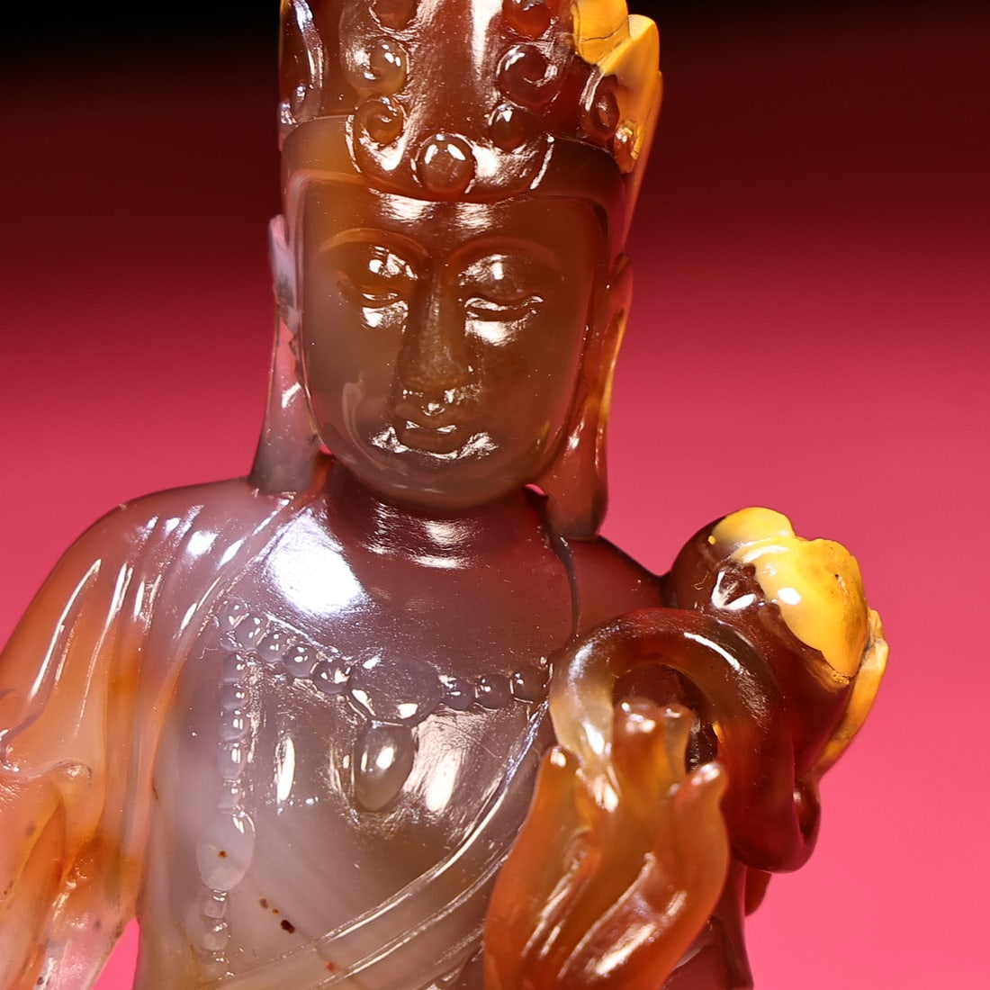 Superb Chinese Agate Carved Buddha Statue - 7