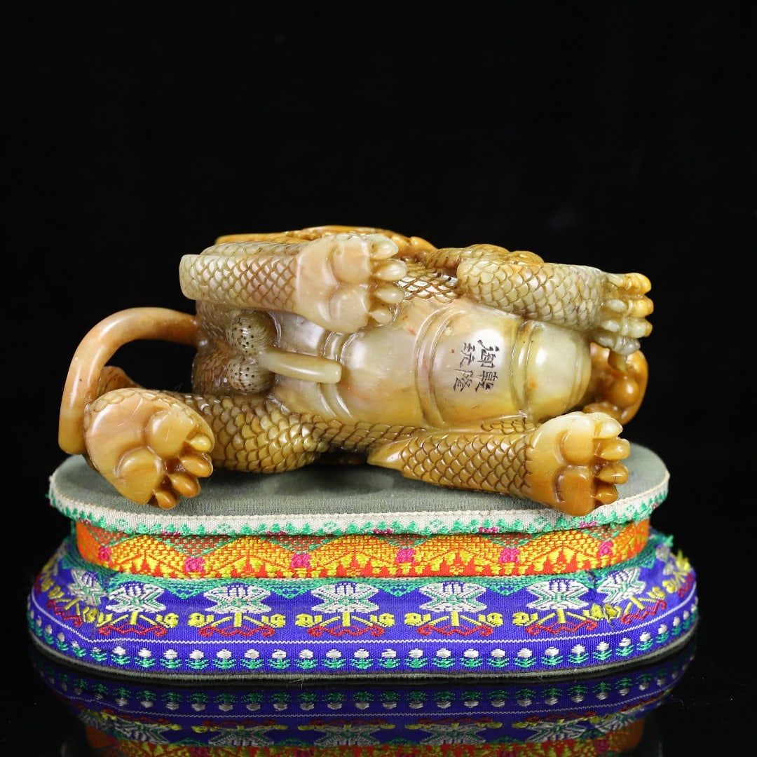 Superb Vintage Chinese Tianhuang Stone Carved Fortune Kylin Statue - 10