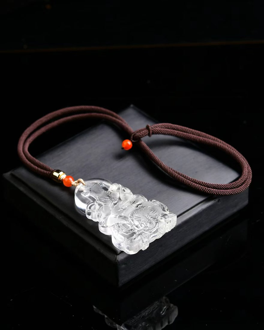 Beautiful White Crystal Carved Samantabhadra Statue - 4