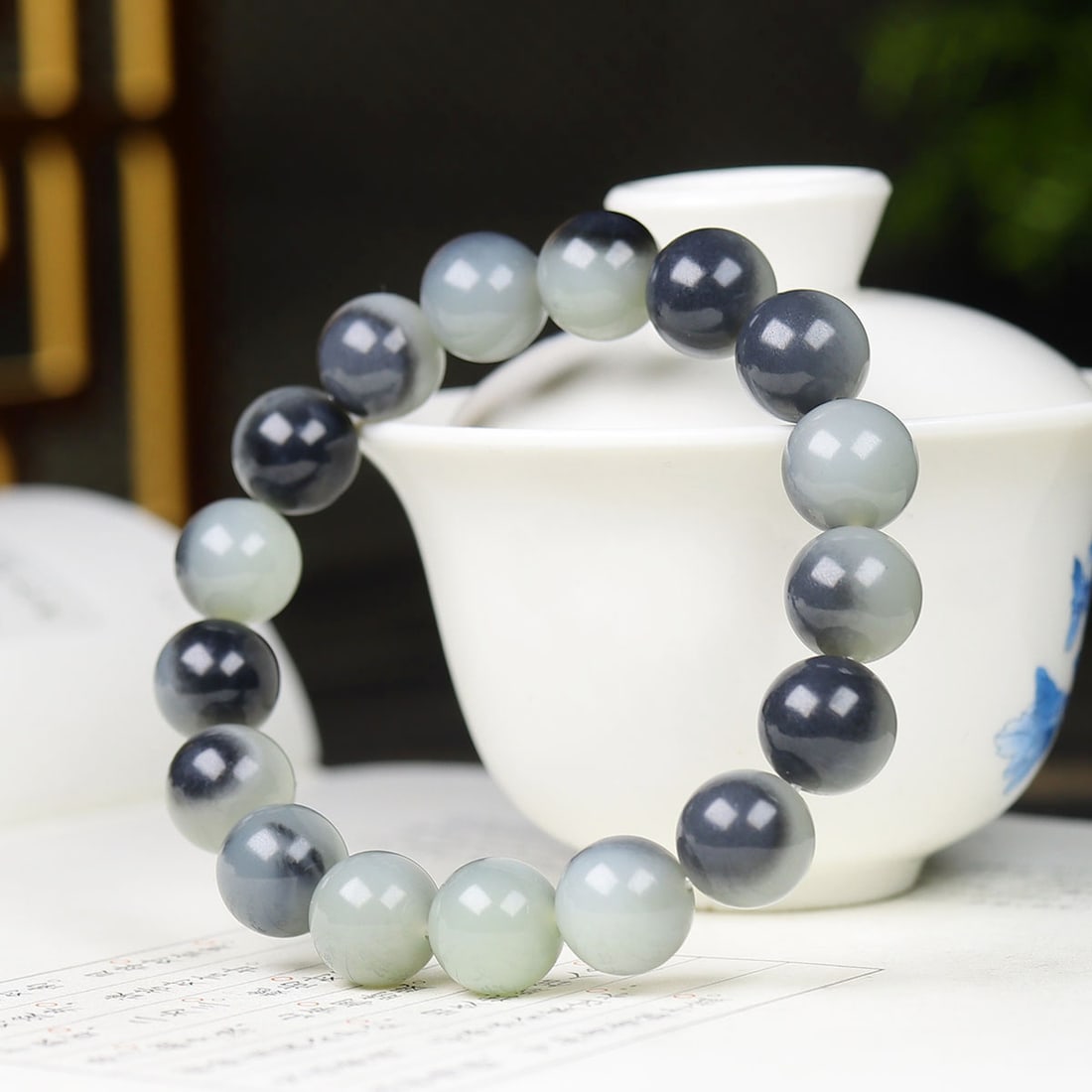 Superb Chinese Hetian Jade Beads Bracelet - 2