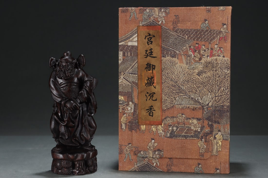 Vintage Chenxiang Wood Carved Heavenly Ghostcatcher Statue w Box (1 of 9)