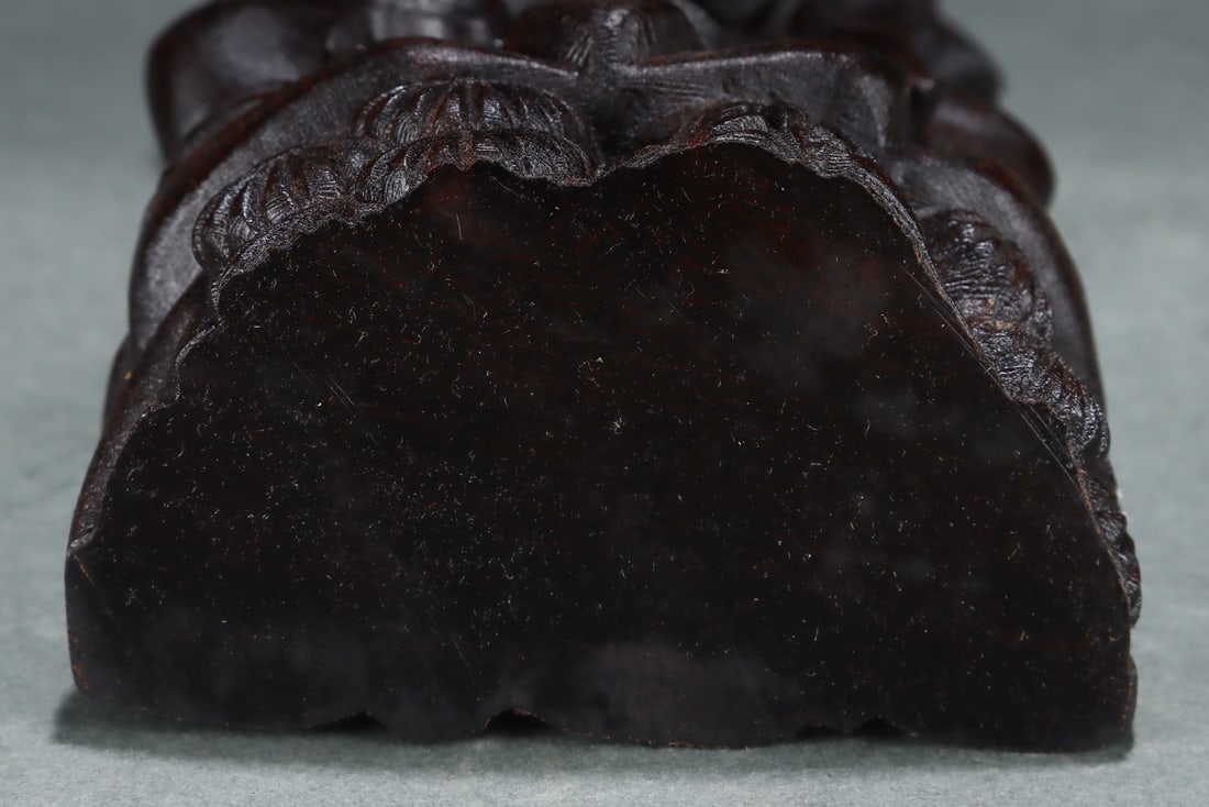 Vintage Chenxiang Wood Carved Heavenly Ghostcatcher Statue w Box - 8