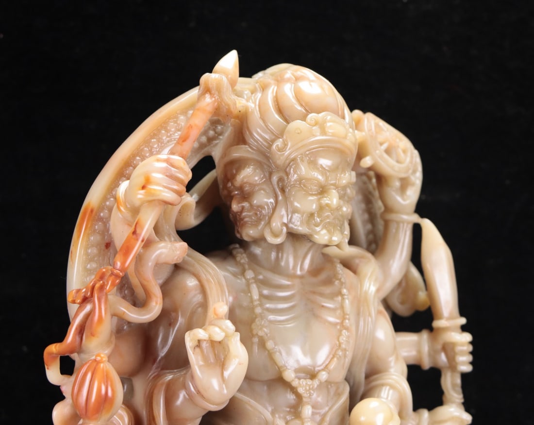 Superb Vintage Chinese Shoushan Stone Carved Buddha Statue - 10