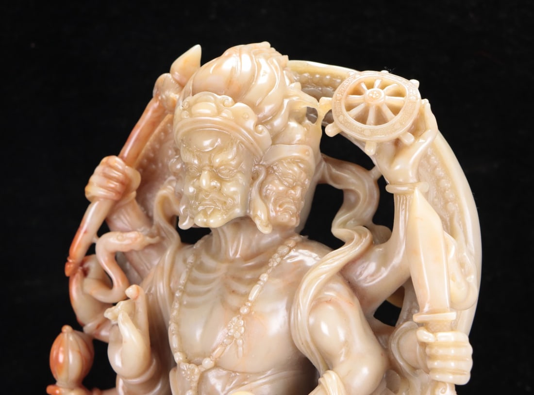 Superb Vintage Chinese Shoushan Stone Carved Buddha Statue - 11