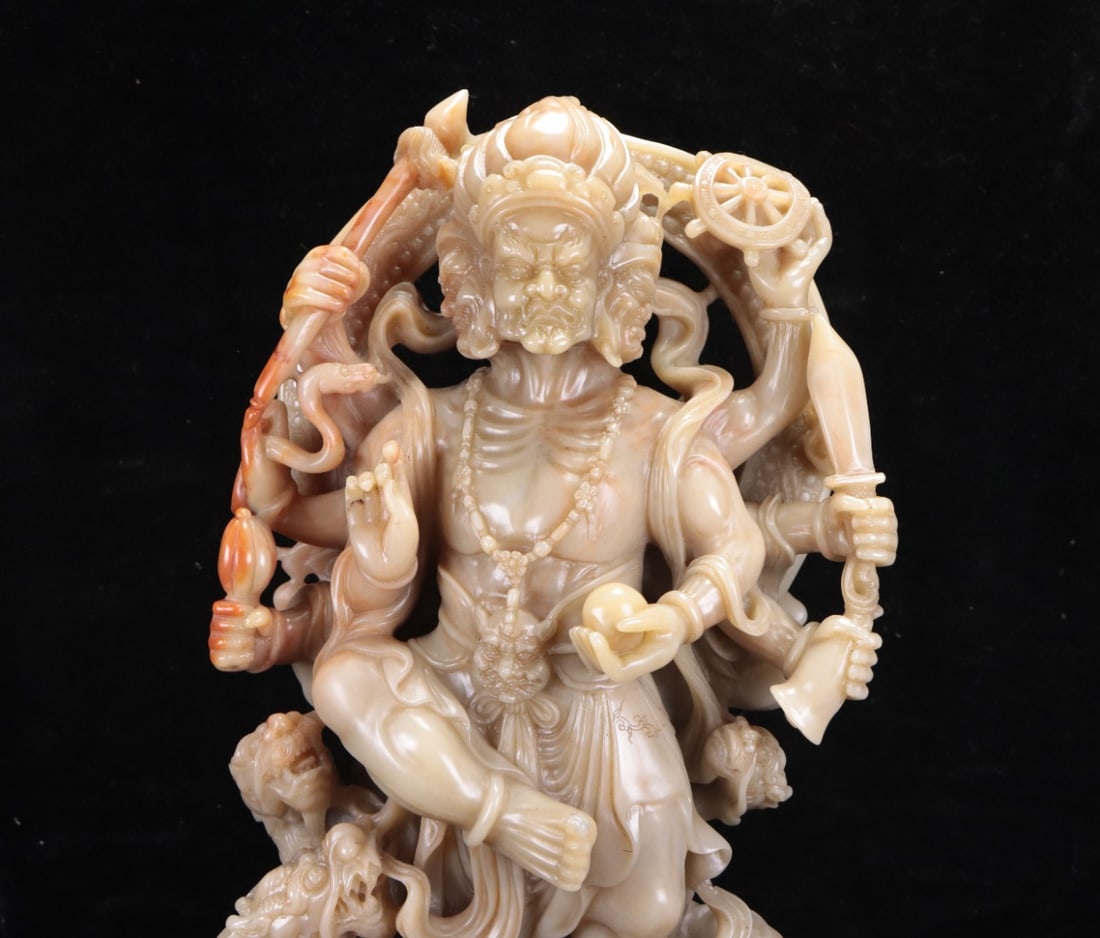 Superb Vintage Chinese Shoushan Stone Carved Buddha Statue - 2