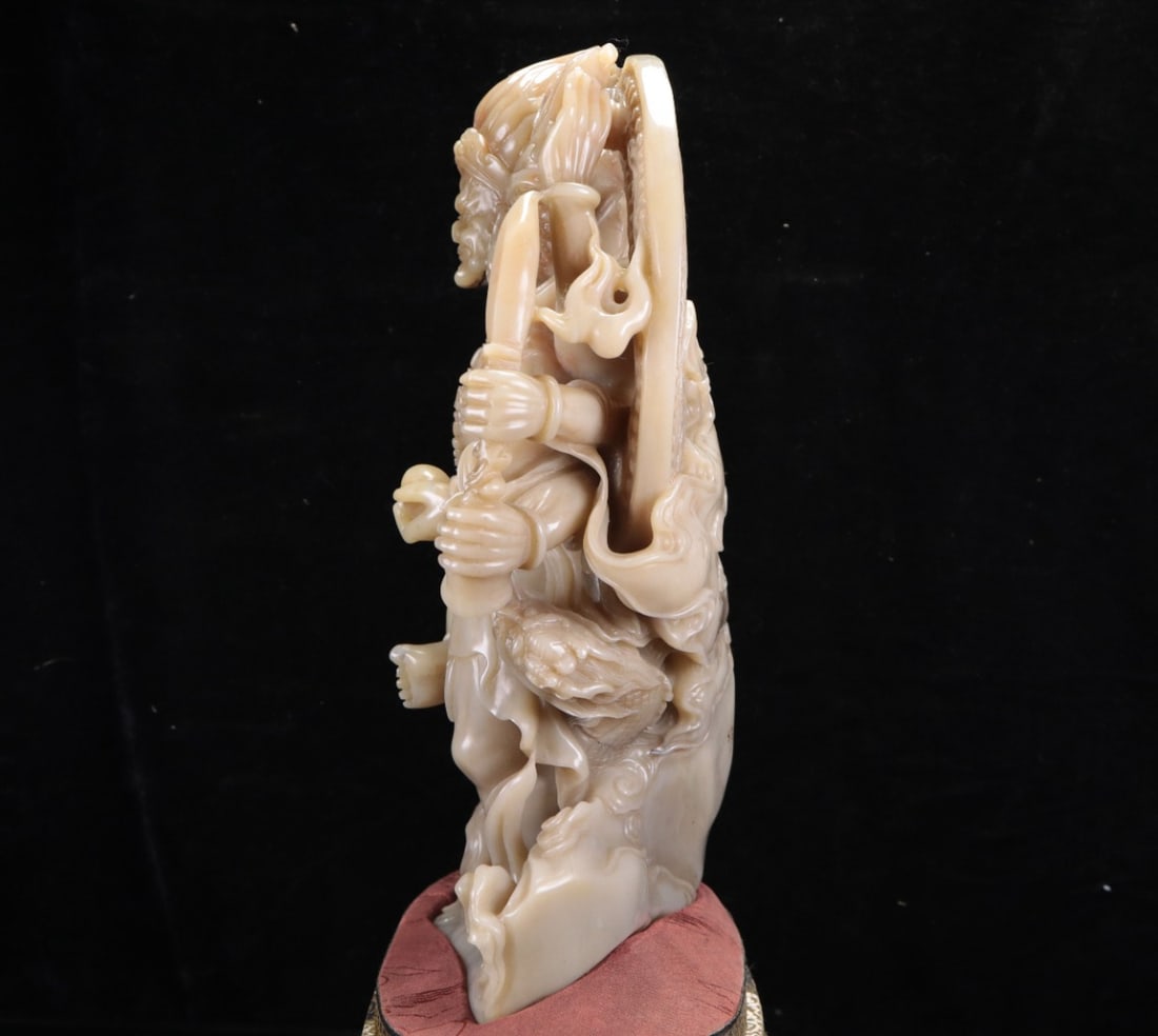 Superb Vintage Chinese Shoushan Stone Carved Buddha Statue - 5