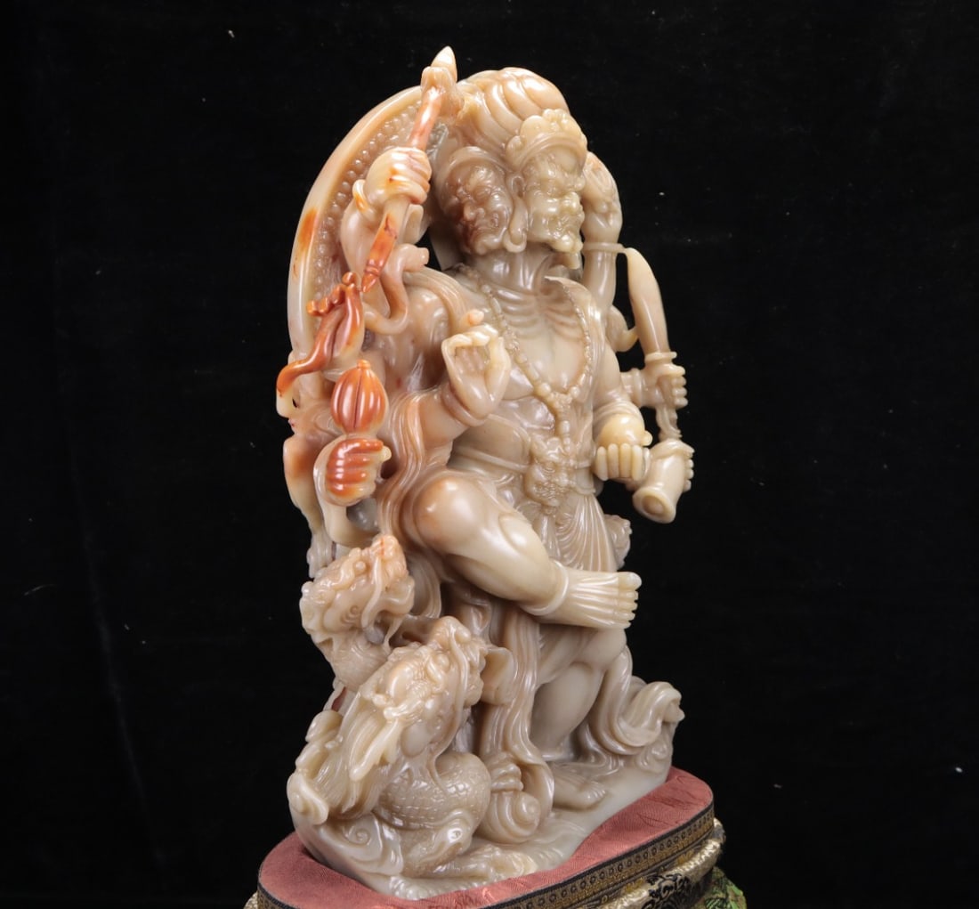 Superb Vintage Chinese Shoushan Stone Carved Buddha Statue - 9