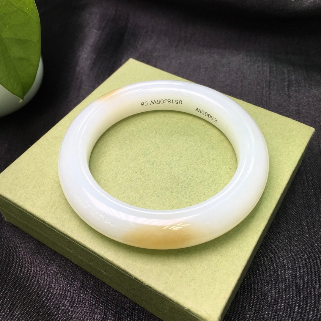 Inside Diameter 56mm High Quality Chinese Sugar White Hetian Jade Bracelet (1 of 4)
