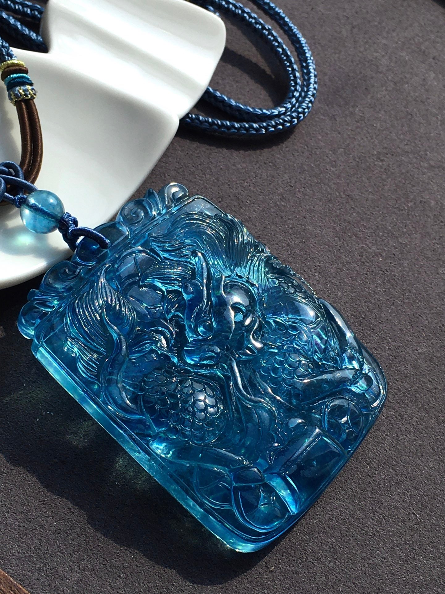 Beautiful Natural Aquamarine Carved Fortune Kylin Pendant (1 of 12)