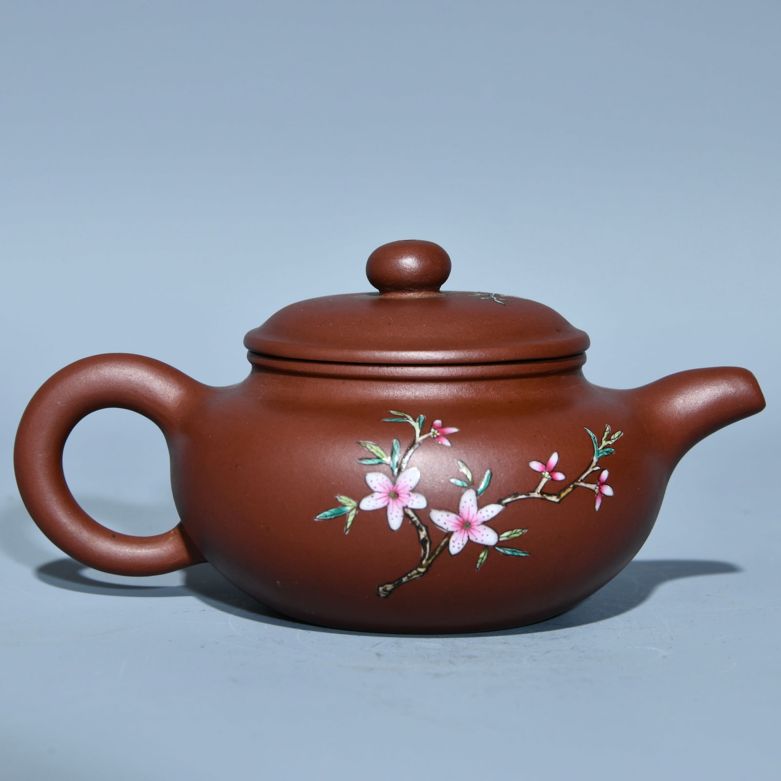 Chinese Famille Rose Yixing Zisha Clay Flowers Bird Design Teapot w Artist Signed - 3