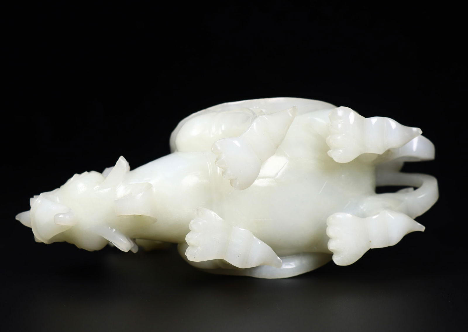 Superb Chinese White Hetian Jade Carved Divine Beast & Buddha Statue - 9