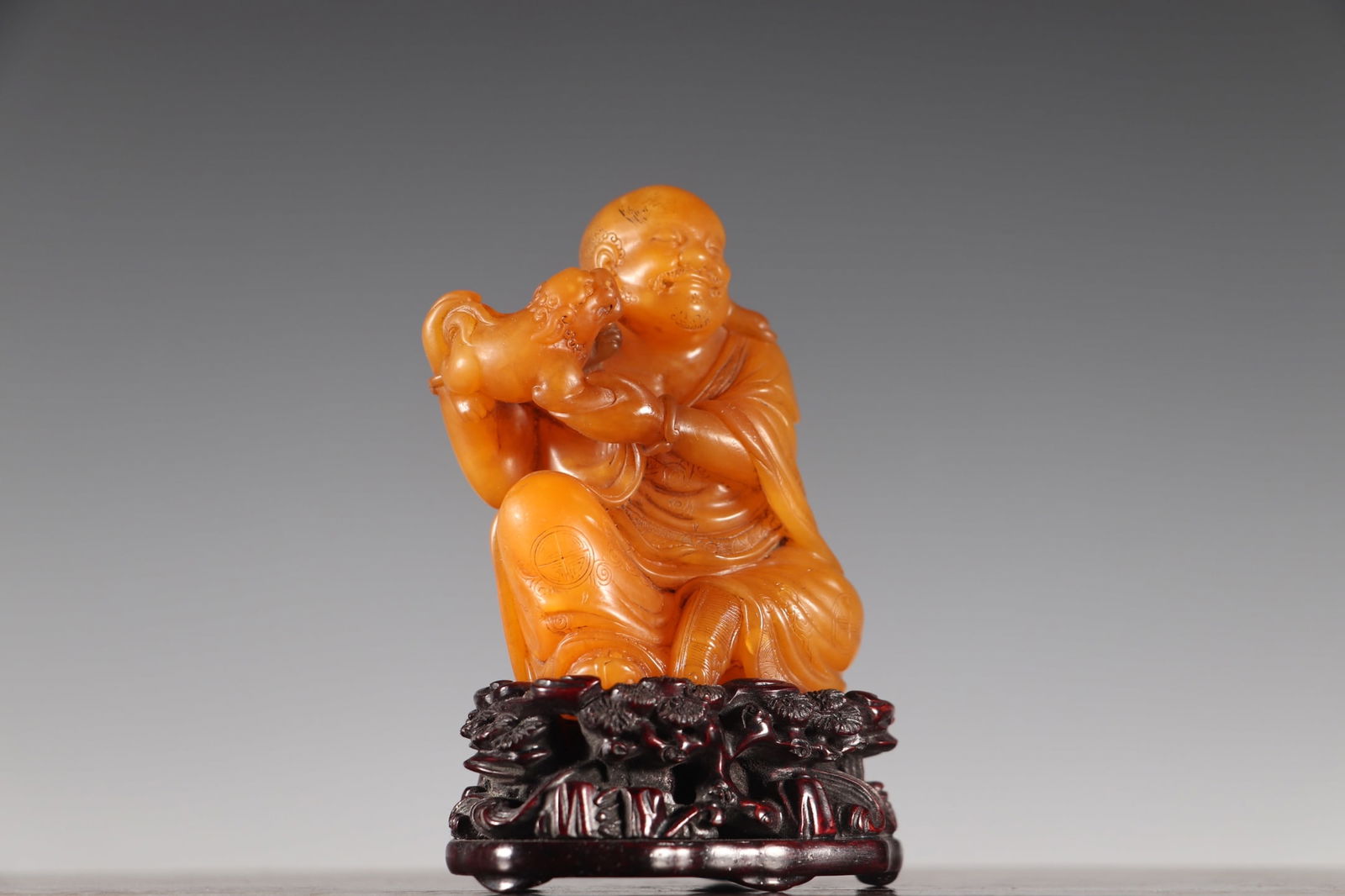 Vintage Chinese Tianhuang Stone Carved Arhat Statue - 2