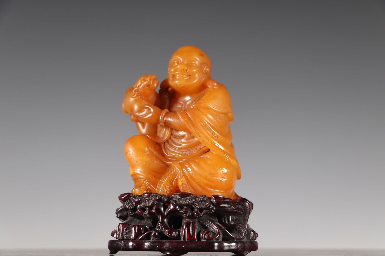 Vintage Chinese Tianhuang Stone Carved Arhat Statue - 3