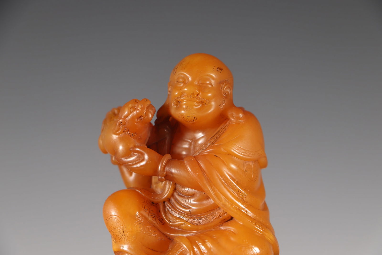 Vintage Chinese Tianhuang Stone Carved Arhat Statue - 4