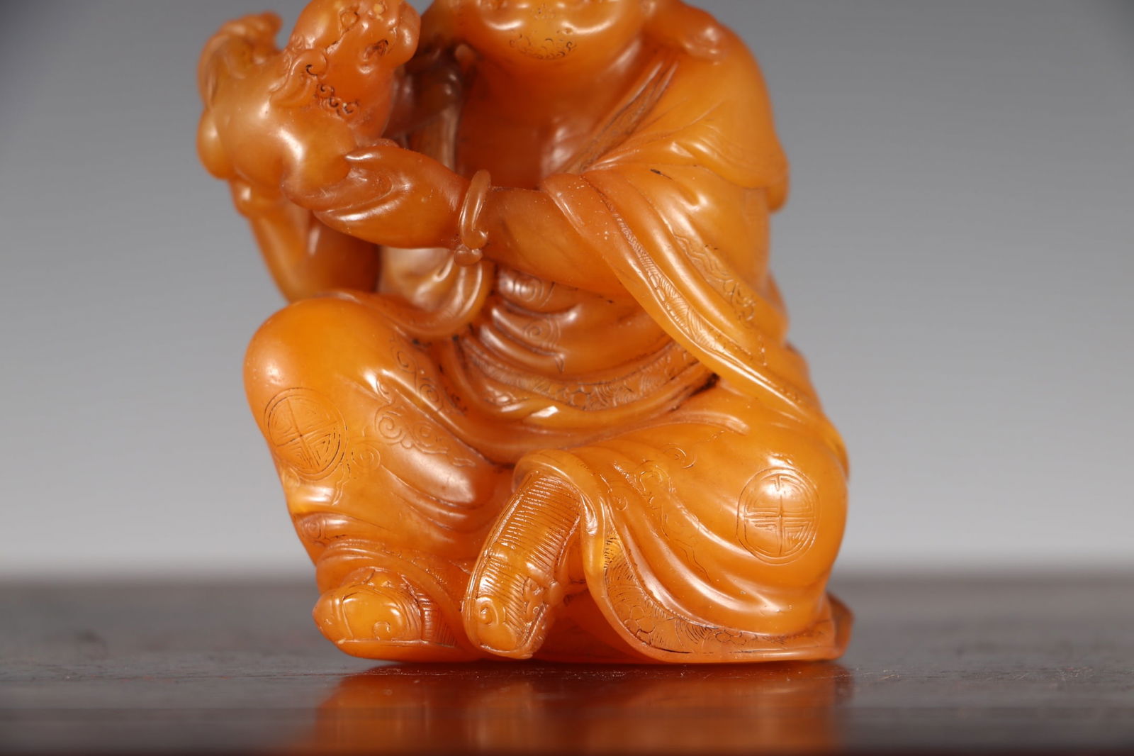 Vintage Chinese Tianhuang Stone Carved Arhat Statue - 5