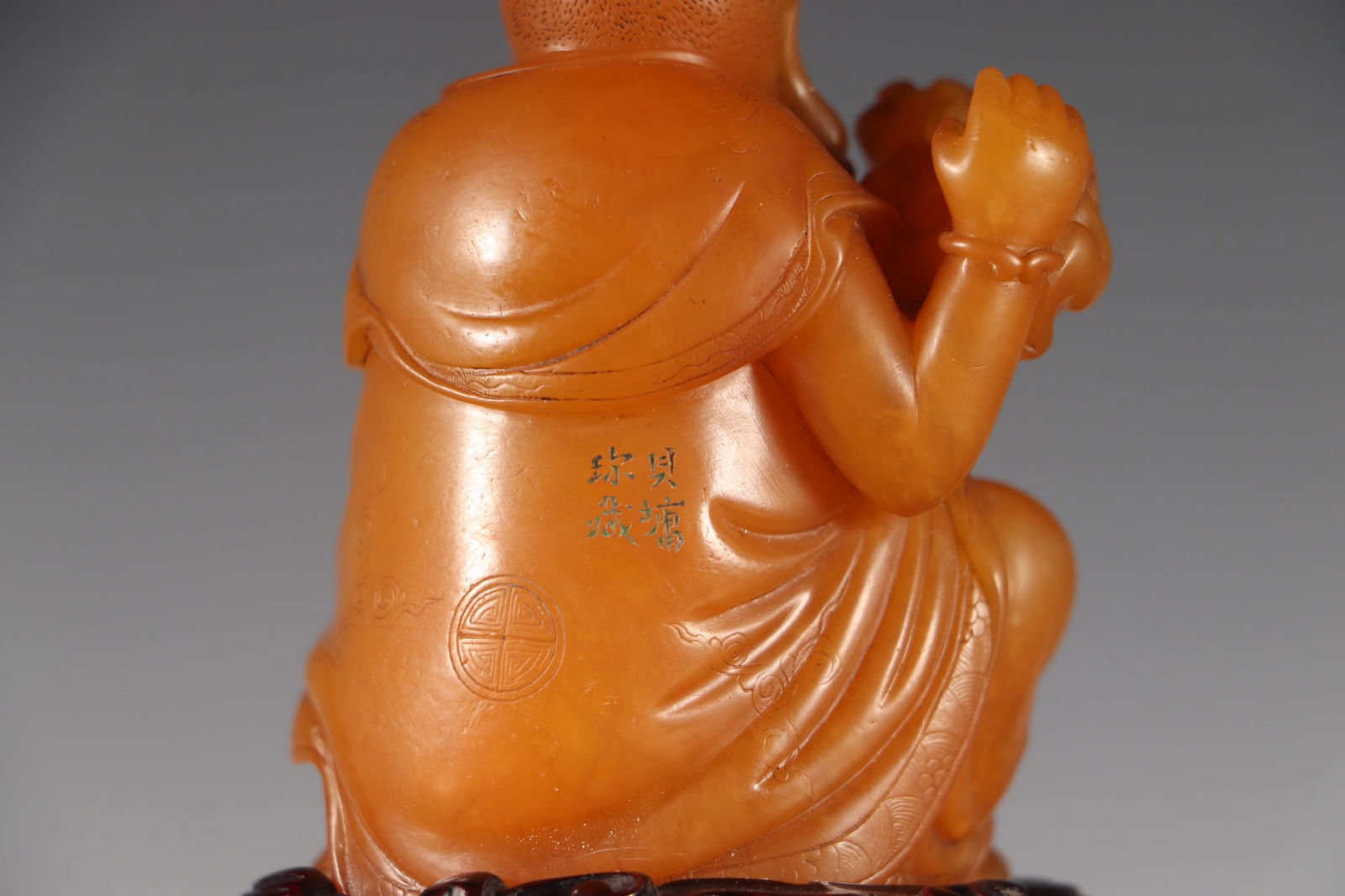 Vintage Chinese Tianhuang Stone Carved Arhat Statue - 9